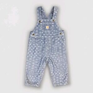 Carhartt Kids Blue Clover Floral Print Bib Overalls SD9901-G 24M Blue White